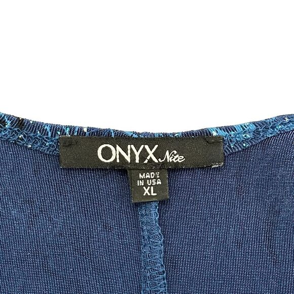 ONYX Nite Twin Set Sapphire Teal Blue Glitter Cardigan Formal Bridal Women's XL - Picture 5 of 12